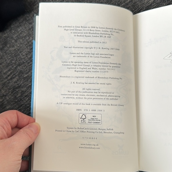 Blue and Gold Hardcover Book - The Tales of Beedle the Bard - Picture 2 of 2